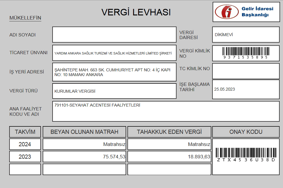 Visa Plate - Yardım Ankara